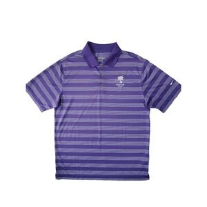 Nike Golf Emirates Golf Club Dubai Dri-FIT Polo Shirt Men's Large Purple Stripe